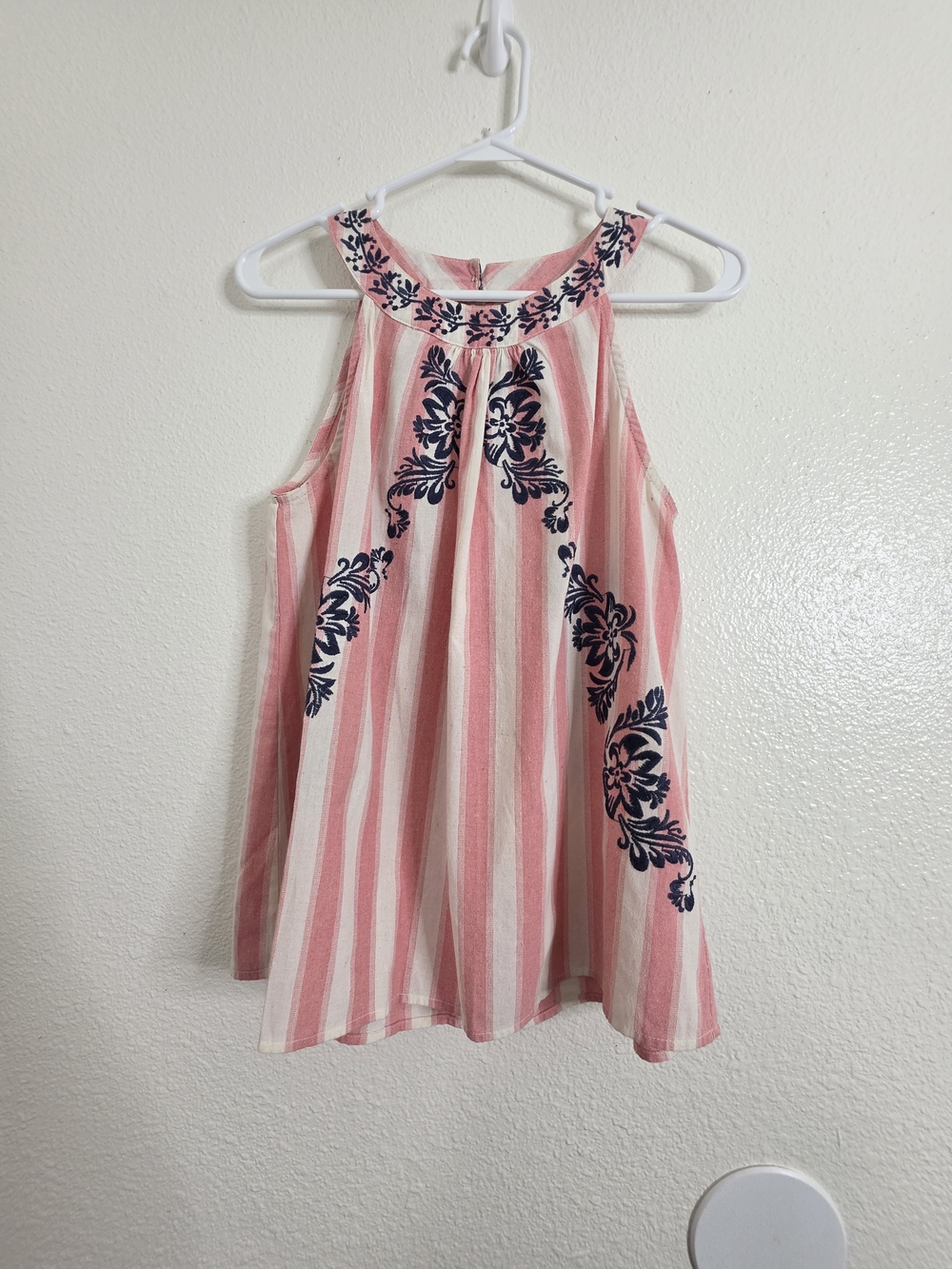 Love Brand Womens Pink Striped Embroidered Halter Tank Top Small